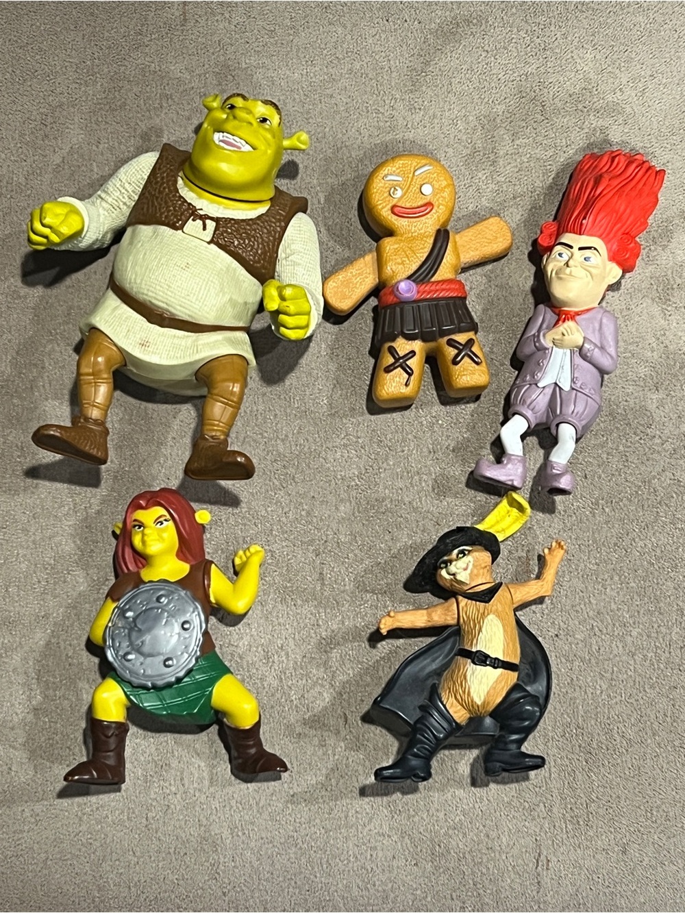Shrek, Puss & boot, Princess Fiona, Gingerbread Man Figures McDonald’s lot